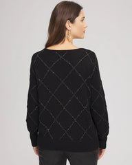 Chico's | Sparkling Diamonds Pullover Sweater/ Black