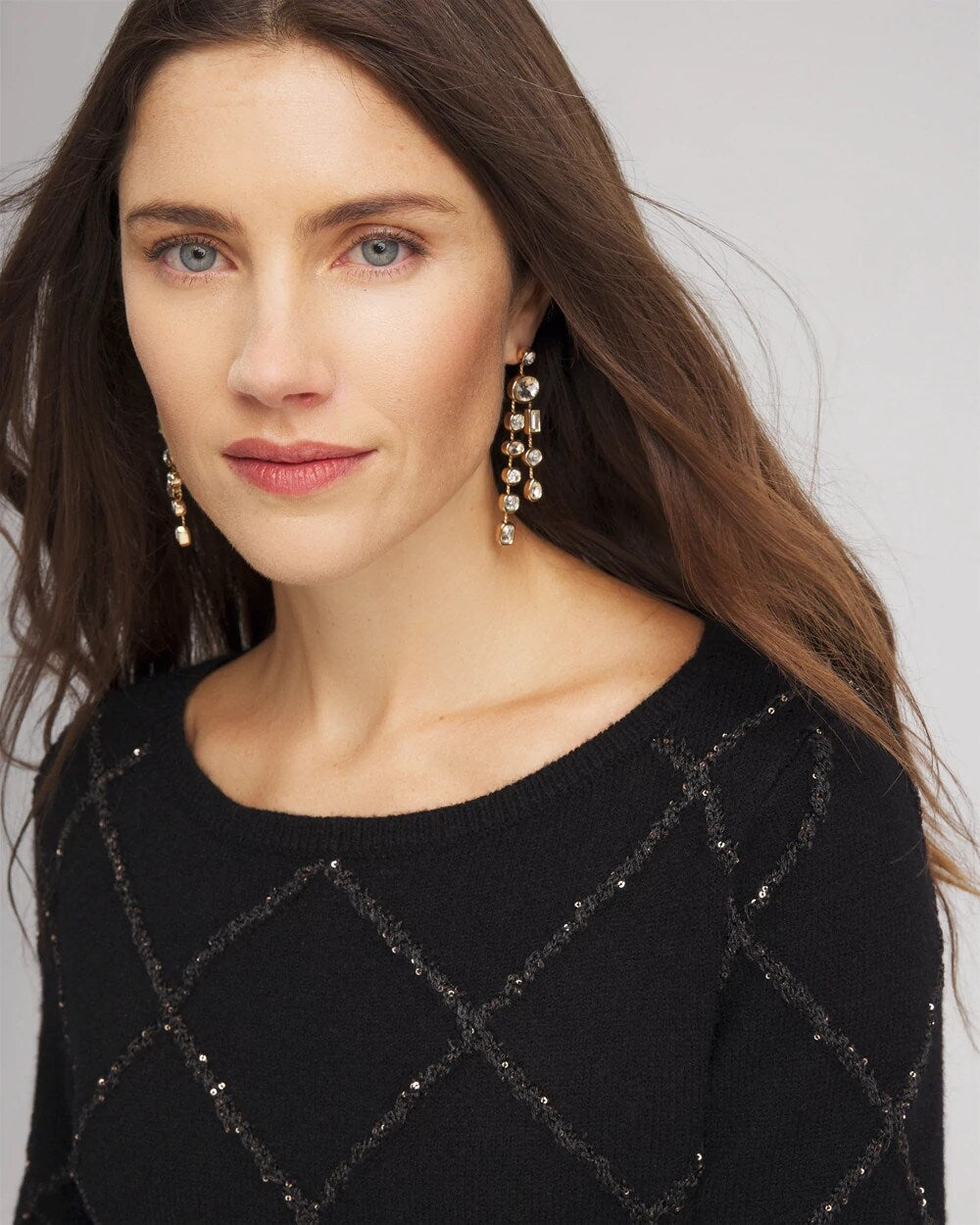 Chico's | Sparkling Diamonds Pullover Sweater/ Black