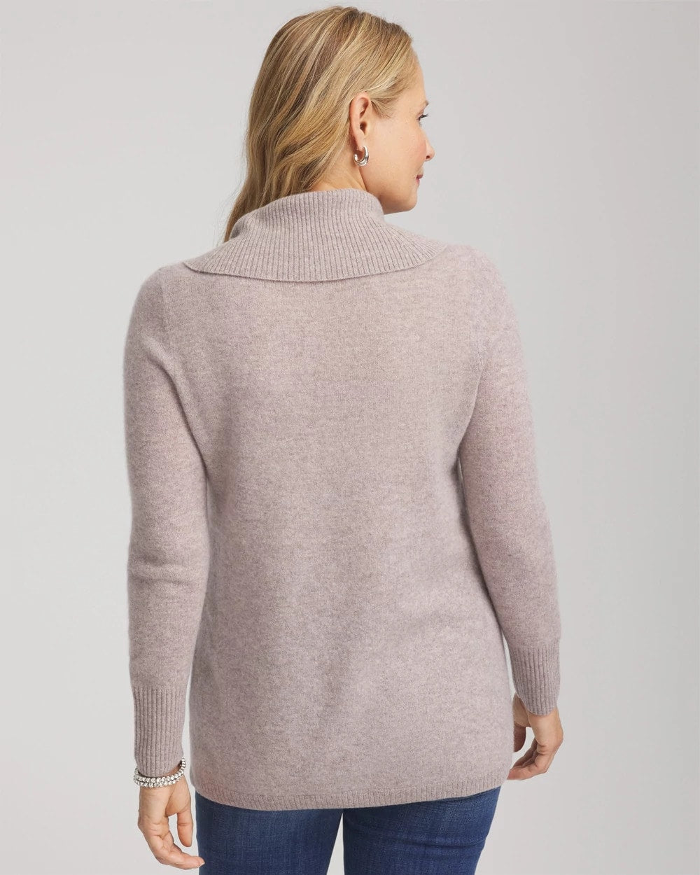 Chico's | Cowlneck Cashmere Pullover Tunic/ Taupe Heather
