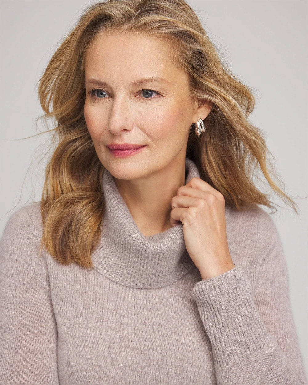 Chico's | Cowlneck Cashmere Pullover Tunic/ Taupe Heather