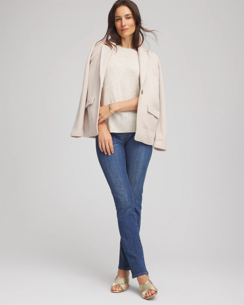 Chico's | Crewneck Cashmere Pullover Sweater/ Light Gray