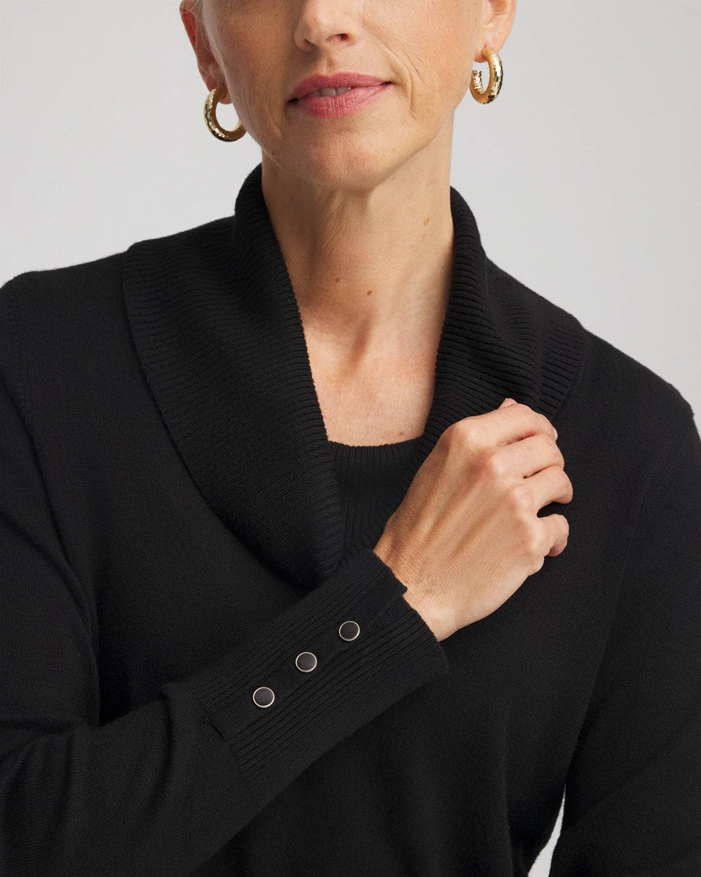 Chico's | Cowlneck Long-Sleeved Sweater/ Black