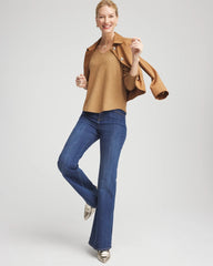 Chico's | Ella V-Neck Embellished Pullover Sweater/ Faux Camel Heather