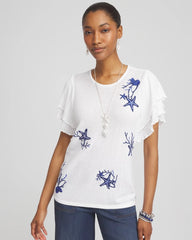 Chico's | Ocean Motif Pullover Sweater/ Blue Casa