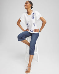 Chico's | Ocean Motif Pullover Sweater/ Blue Casa