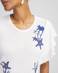 Chico's | Ocean Motif Pullover Sweater/ Blue Casa