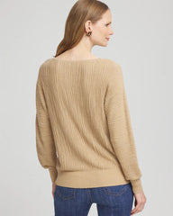 Chico's | Textured Zebra Print Dolman Sleeve Sweater/ New Camel Heather