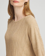 Chico's | Textured Zebra Print Dolman Sleeve Sweater/ New Camel Heather