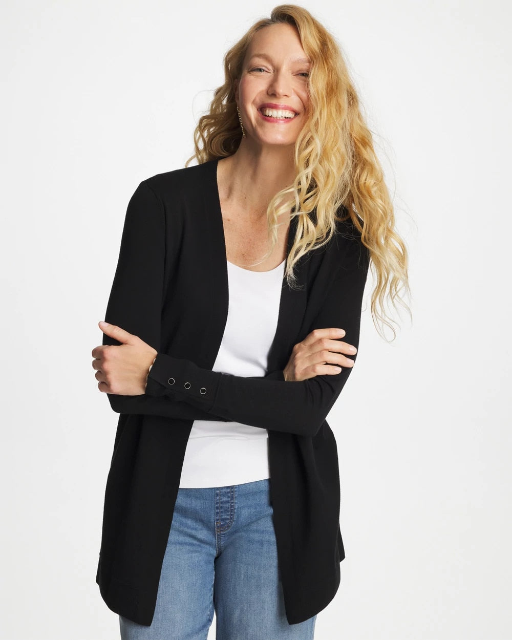 Chico's | Ella Ottoman-Trim Cardigan/ Black