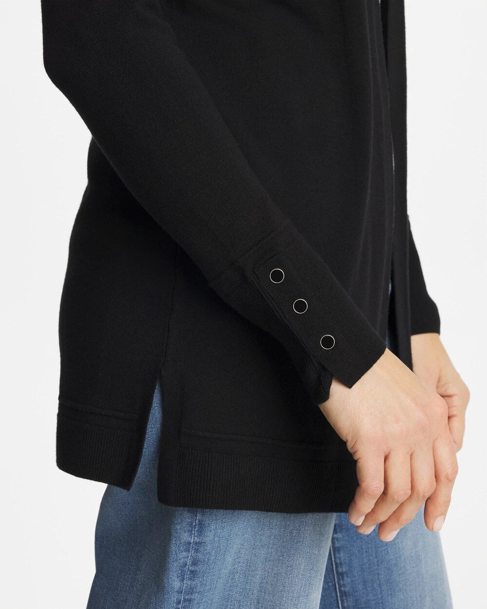 Chico's | Ella Ottoman-Trim Cardigan/ Black