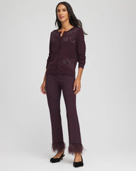 Chico's | Embellished Crewneck Cardigan/ Night Bloom