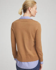 Chico's | Camel Built-In Shirt Knit Sweater/ Caramel Apple Heather