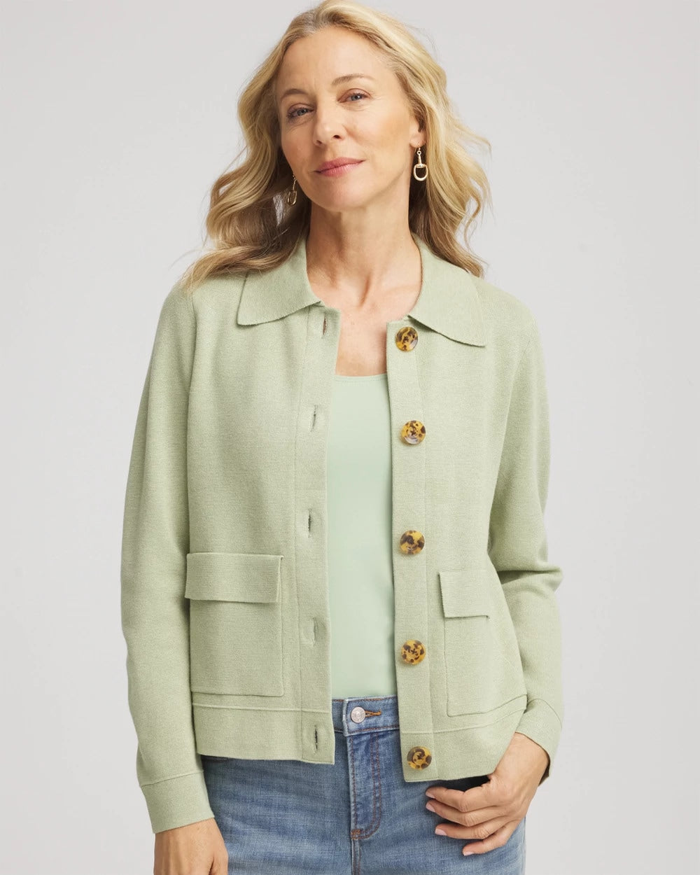 Chico's | Button-Front Cardigan Jacket/ Sage Meadow