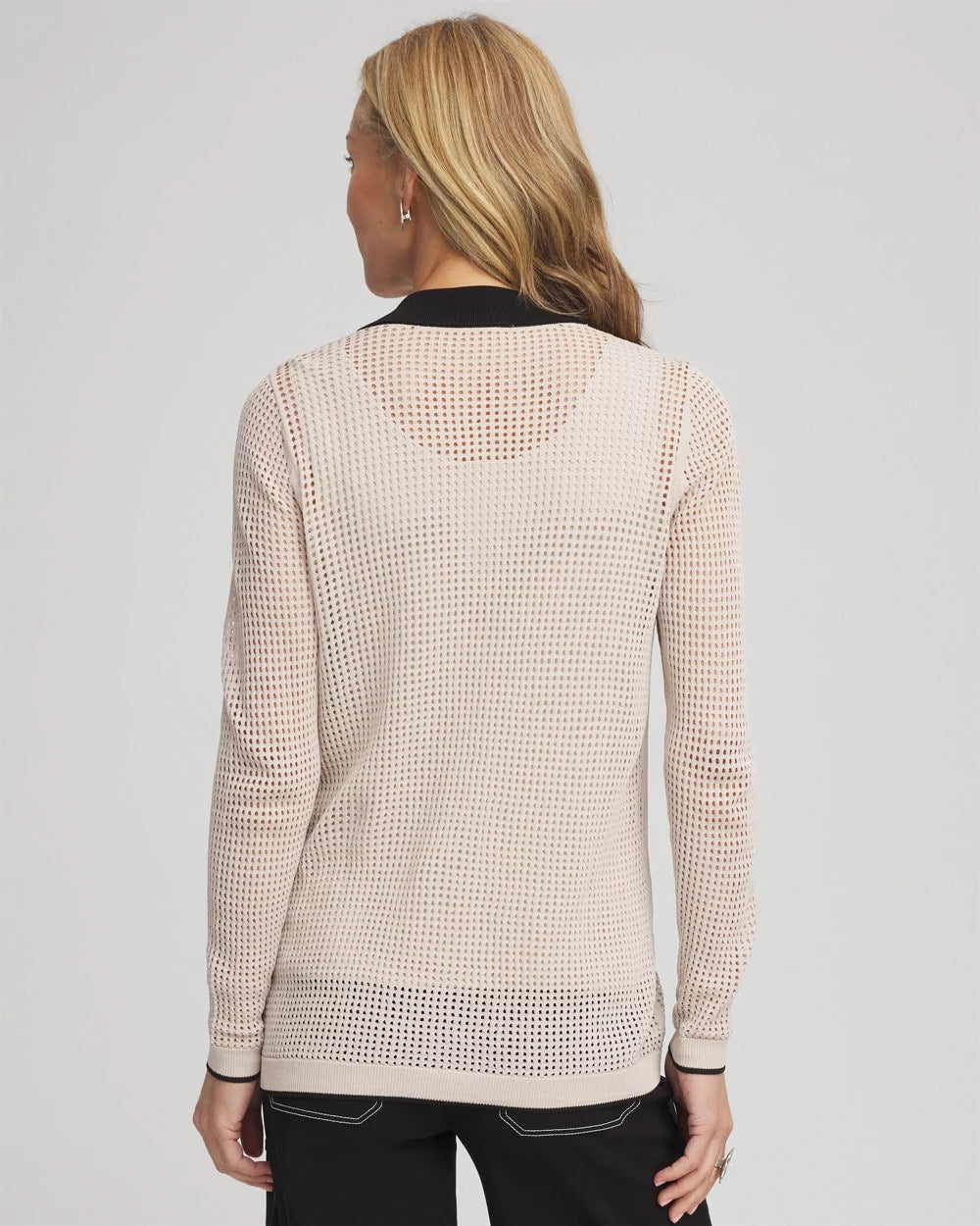 Chico's | Pointelle Polo Cardigan/ Smokey Taupe