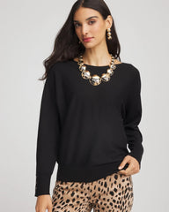 Chico's | Ella Boatneck Pullover Sweater/ Black