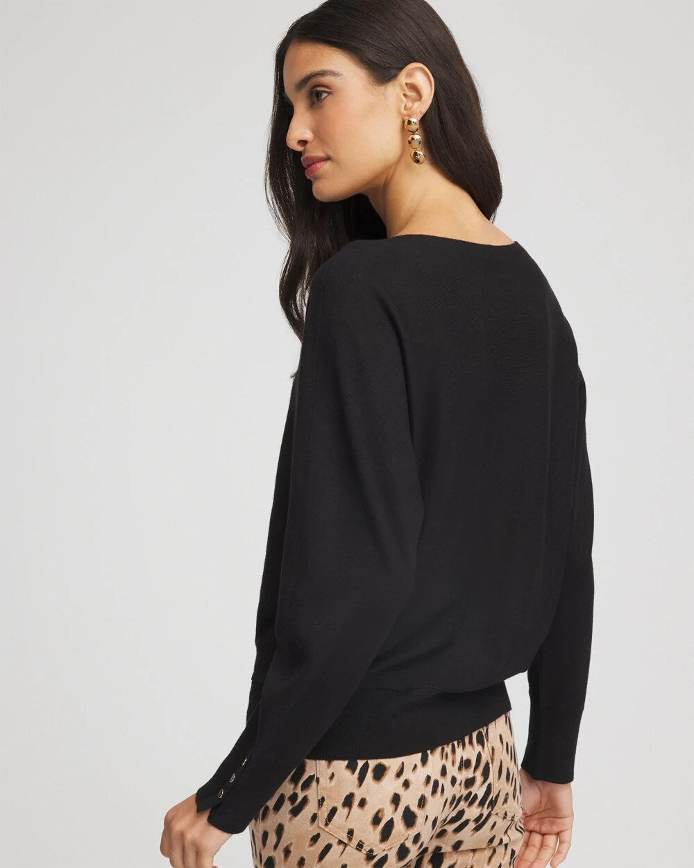 Chico's | Ella Boatneck Pullover Sweater/ Black