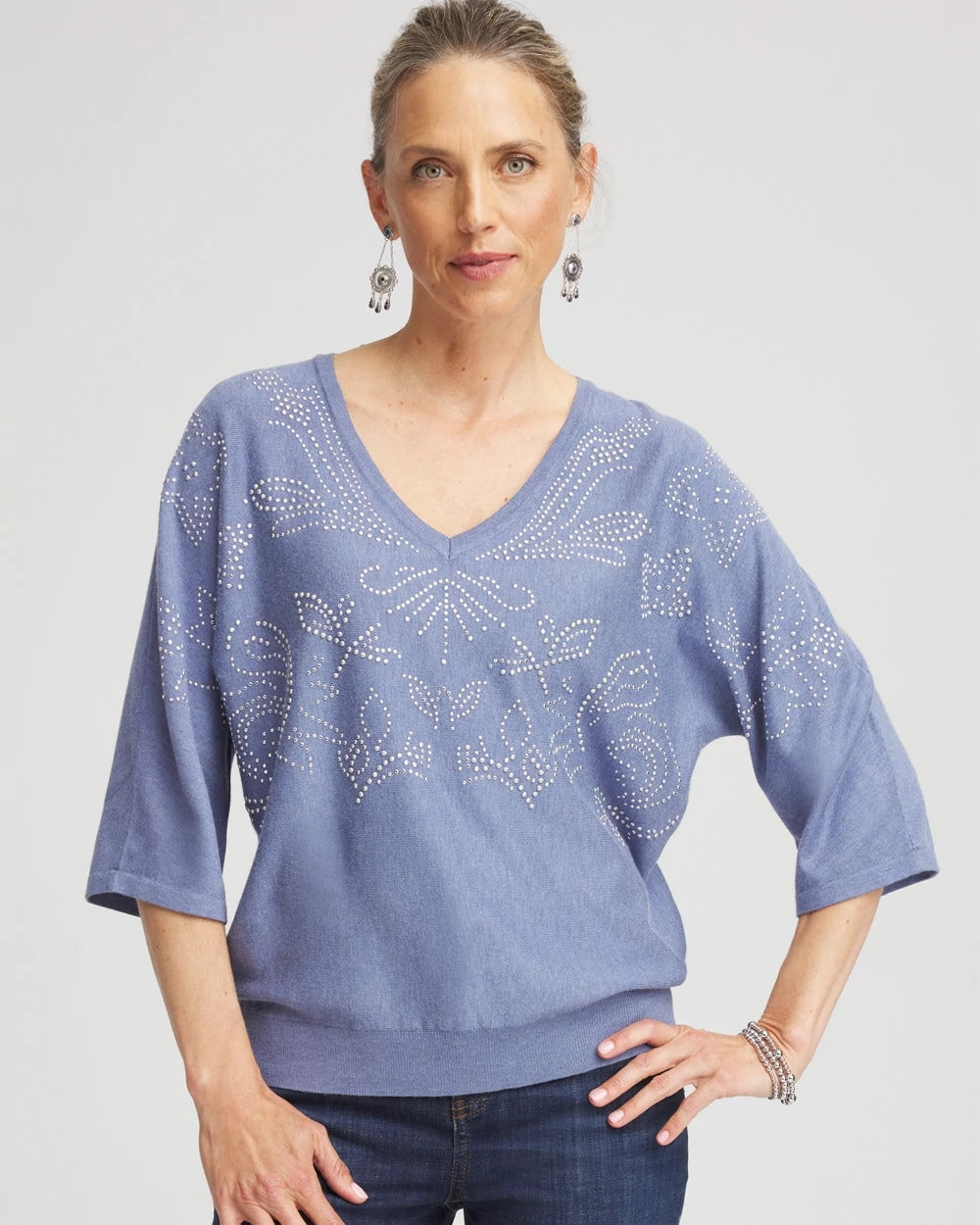 Chico's | Dolman V-Neck Sweater/ Blue Lotus