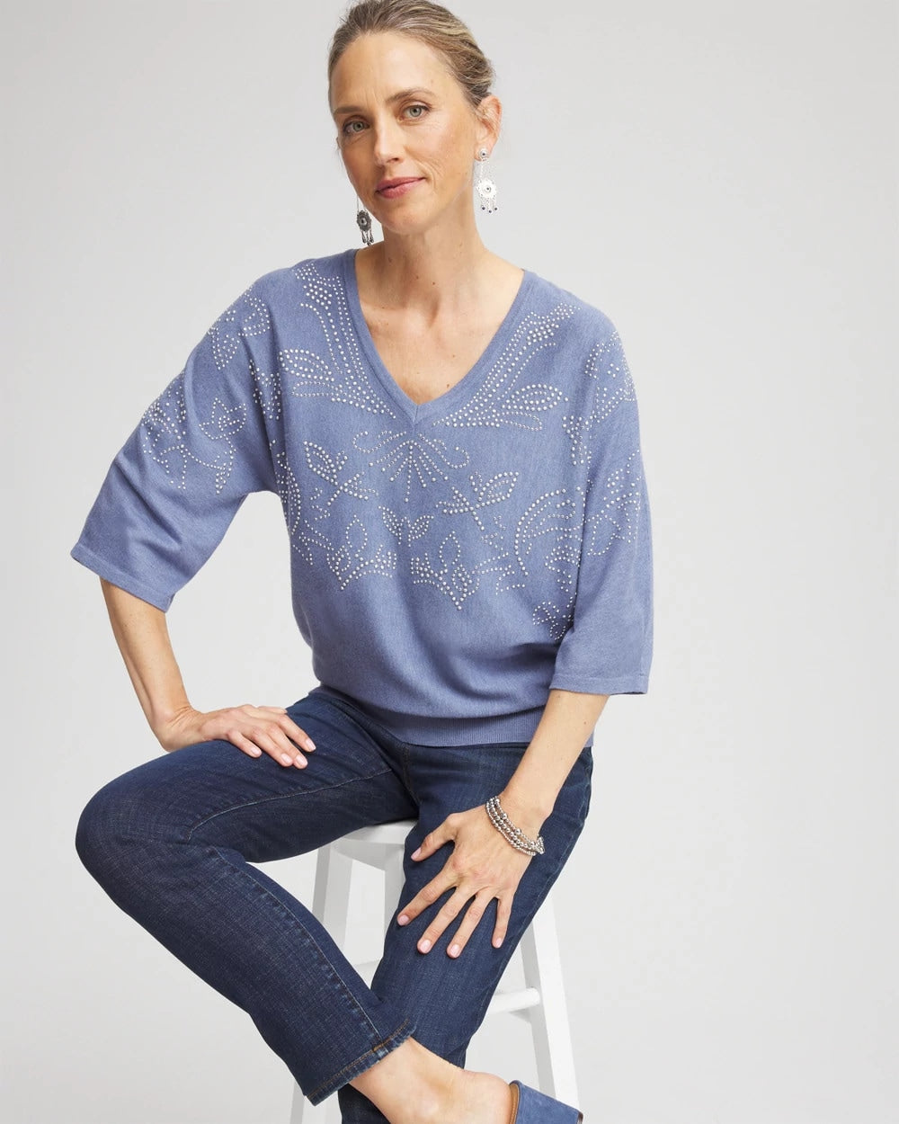 Chico's | Dolman V-Neck Sweater/ Blue Lotus