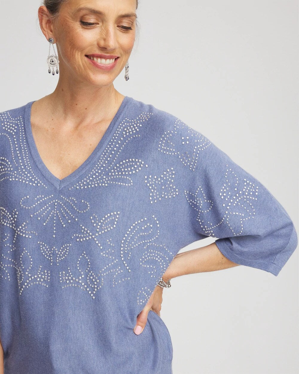 Chico's | Dolman V-Neck Sweater/ Blue Lotus