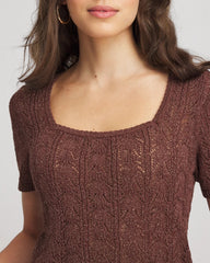 Chico's | Pointelle Square-Neck Pullover Sweater/ Cacao