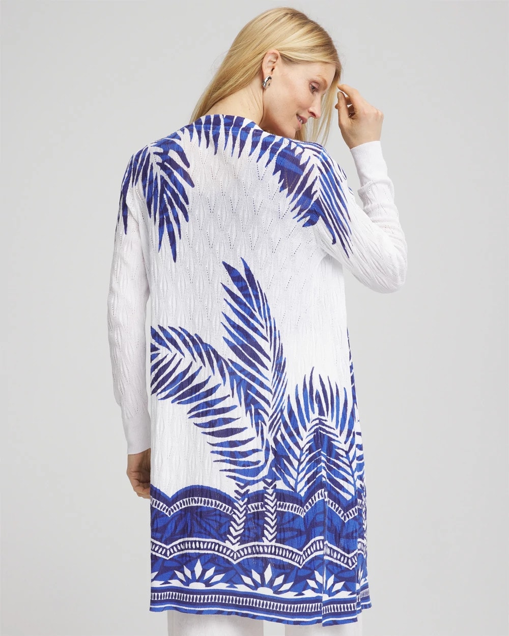 Chico's | Island Motif Pointelle Long Cardigan/ Alabaster