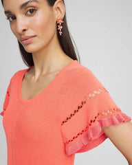 Chico's | Cutout Short-Sleeved Pullover Sweater/ Melon Mambo
