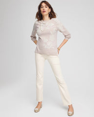 Chico's | Embroidered Boatneck Sweater/ Helium