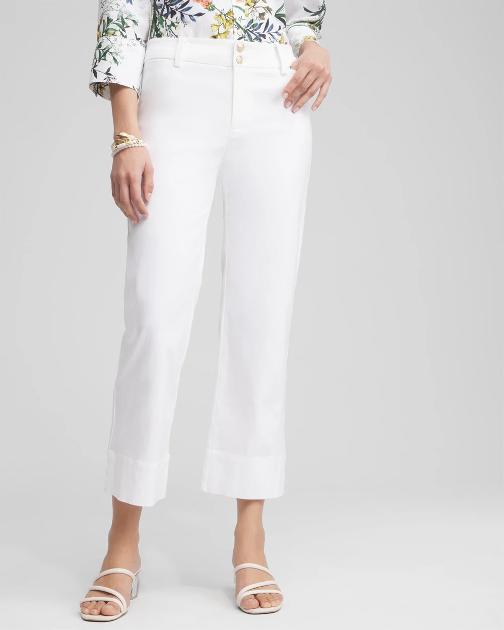 Chico's | Trapunto Straight Leg Cropped Pants/ Alabaster