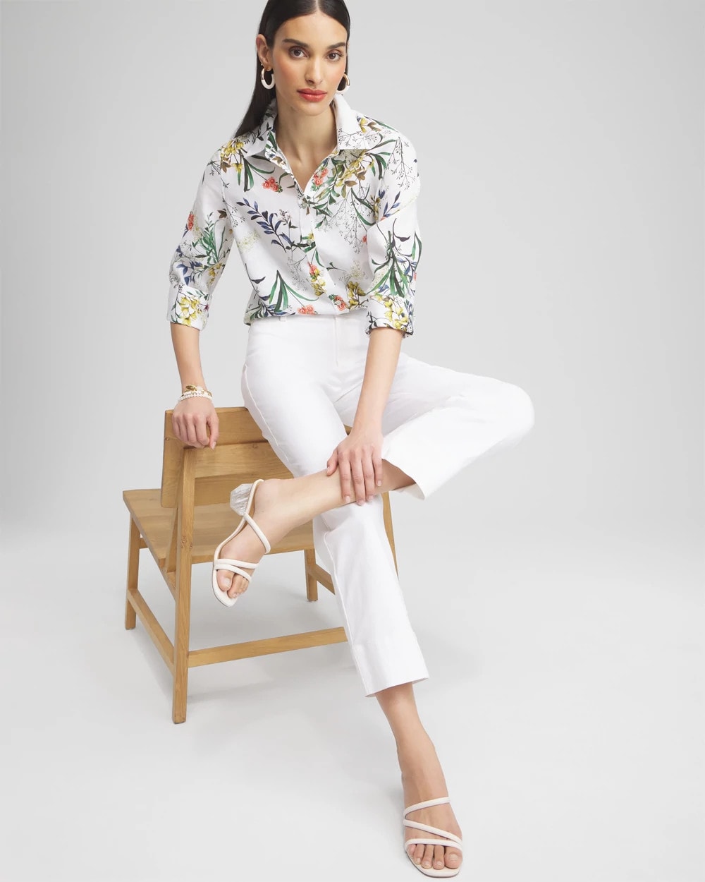 Chico's | Trapunto Straight Leg Cropped Pants/ Alabaster