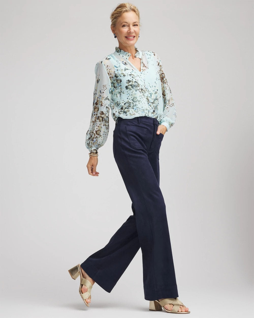 Chico's | Faux Suede Bootcut Ankle Pants/ Passport Blue