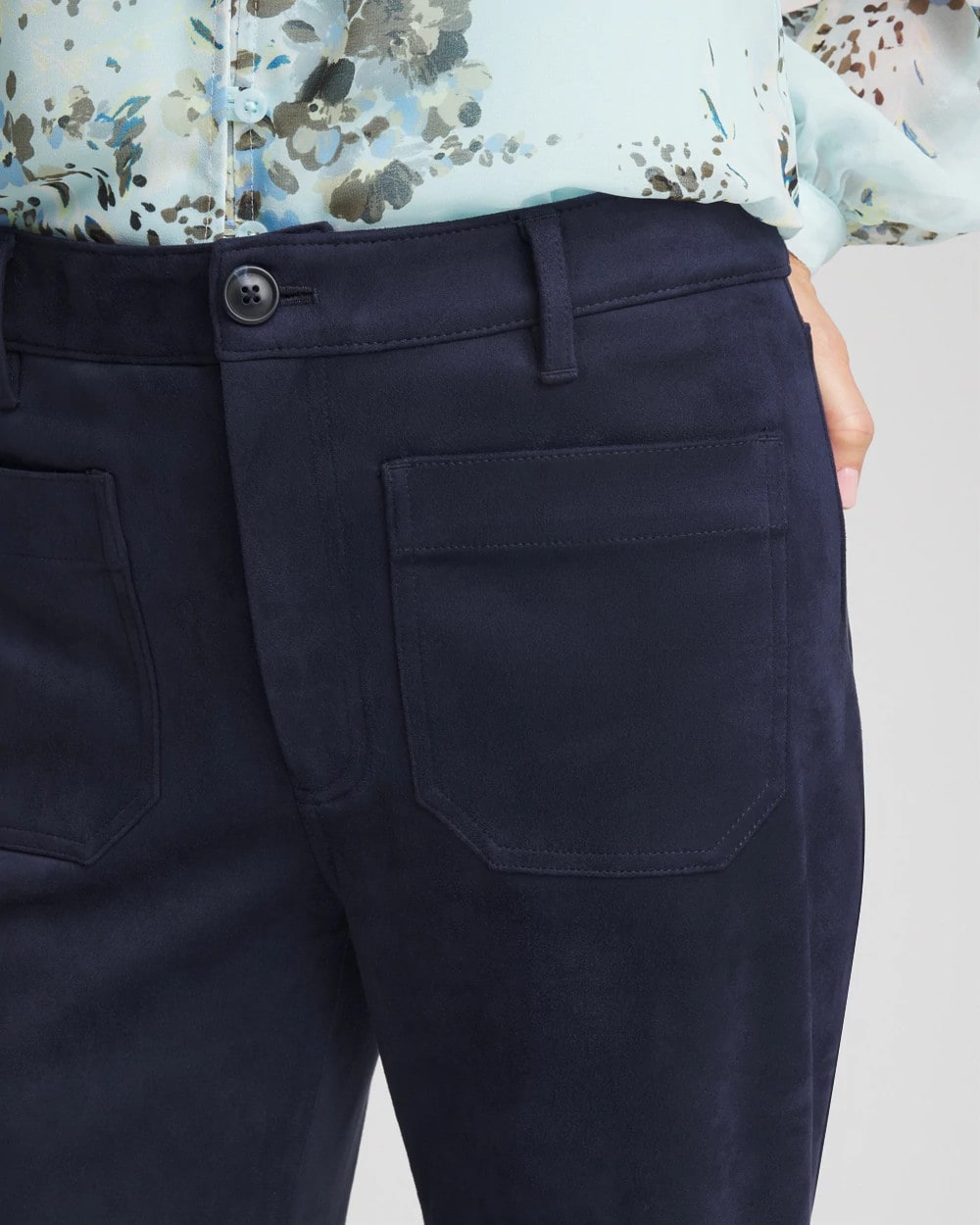 Chico's | Faux Suede Bootcut Ankle Pants/ Passport Blue