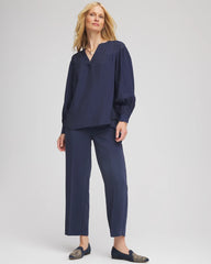Chico's | Stretch Crepe Tapered Ankle Pants/ Passport Blue