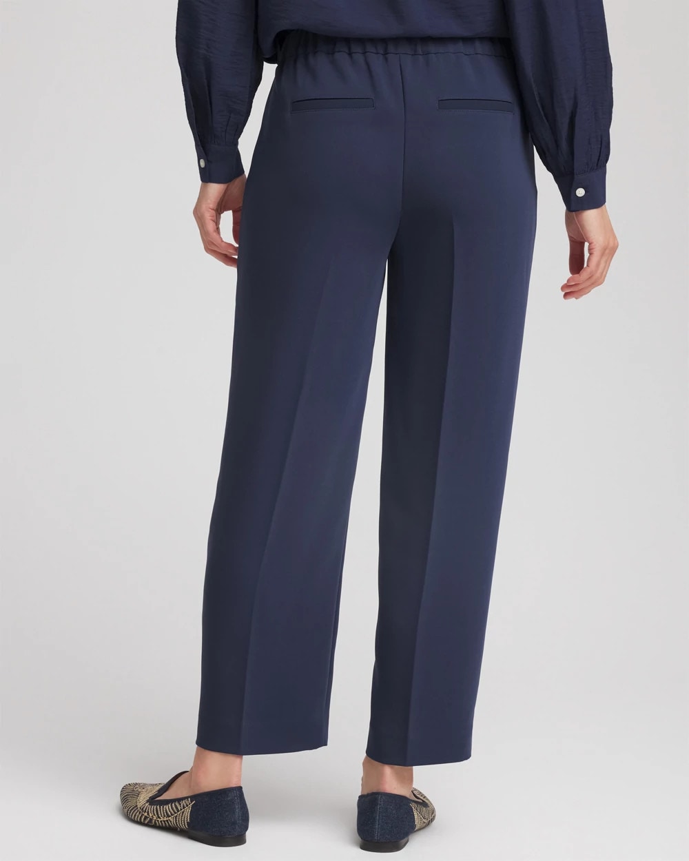 Chico's | Stretch Crepe Tapered Ankle Pants/ Passport Blue