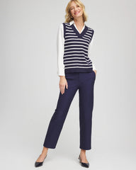 Chico's | Cotton Straight Ankle Trousers/ Passport Blue