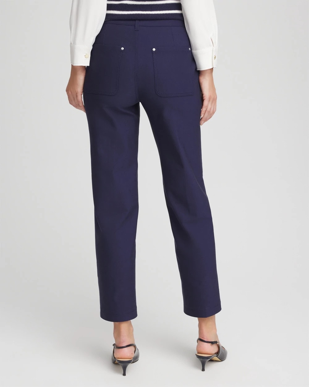 Chico's | Cotton Straight Ankle Trousers/ Passport Blue