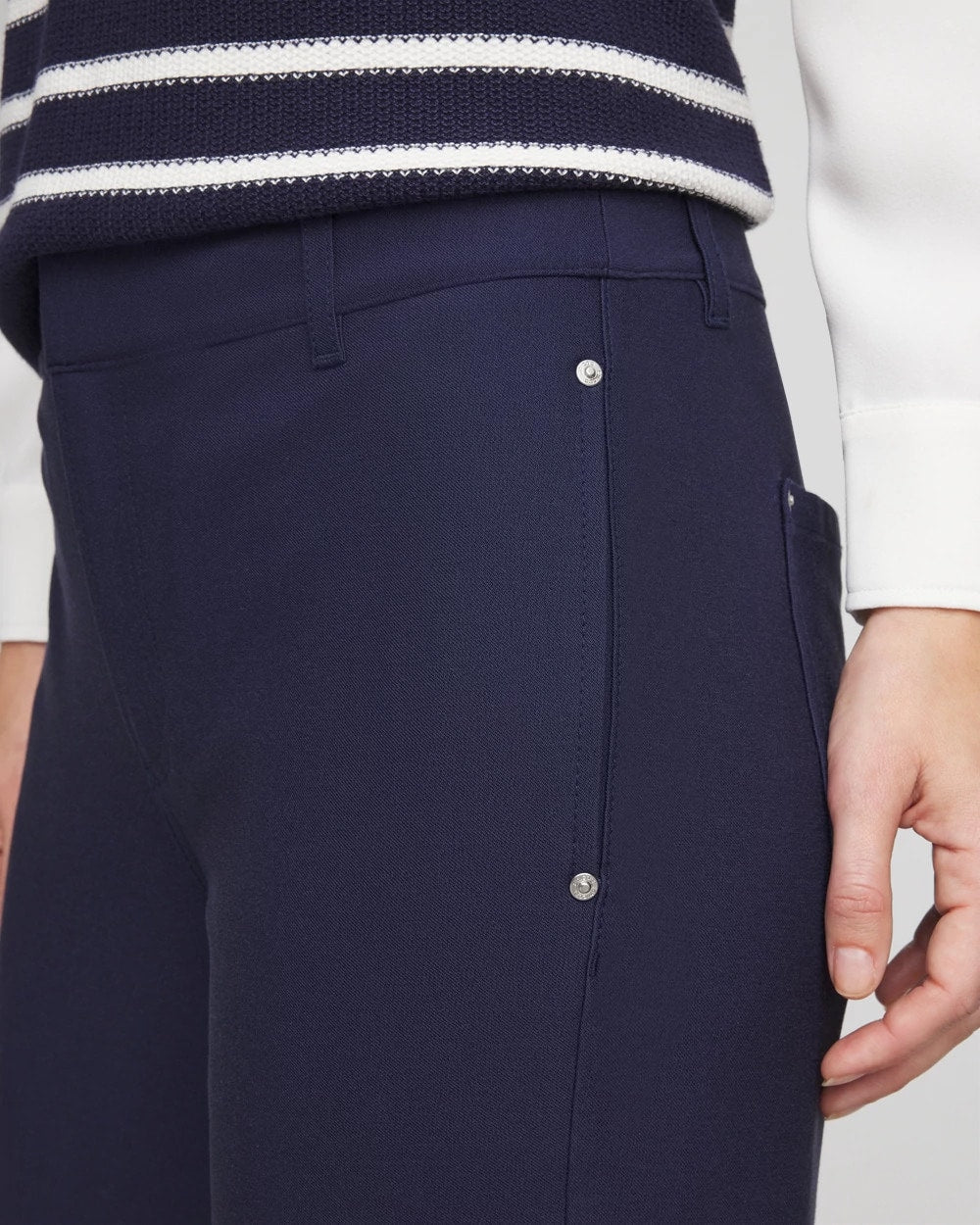 Chico's | Cotton Straight Ankle Trousers/ Passport Blue