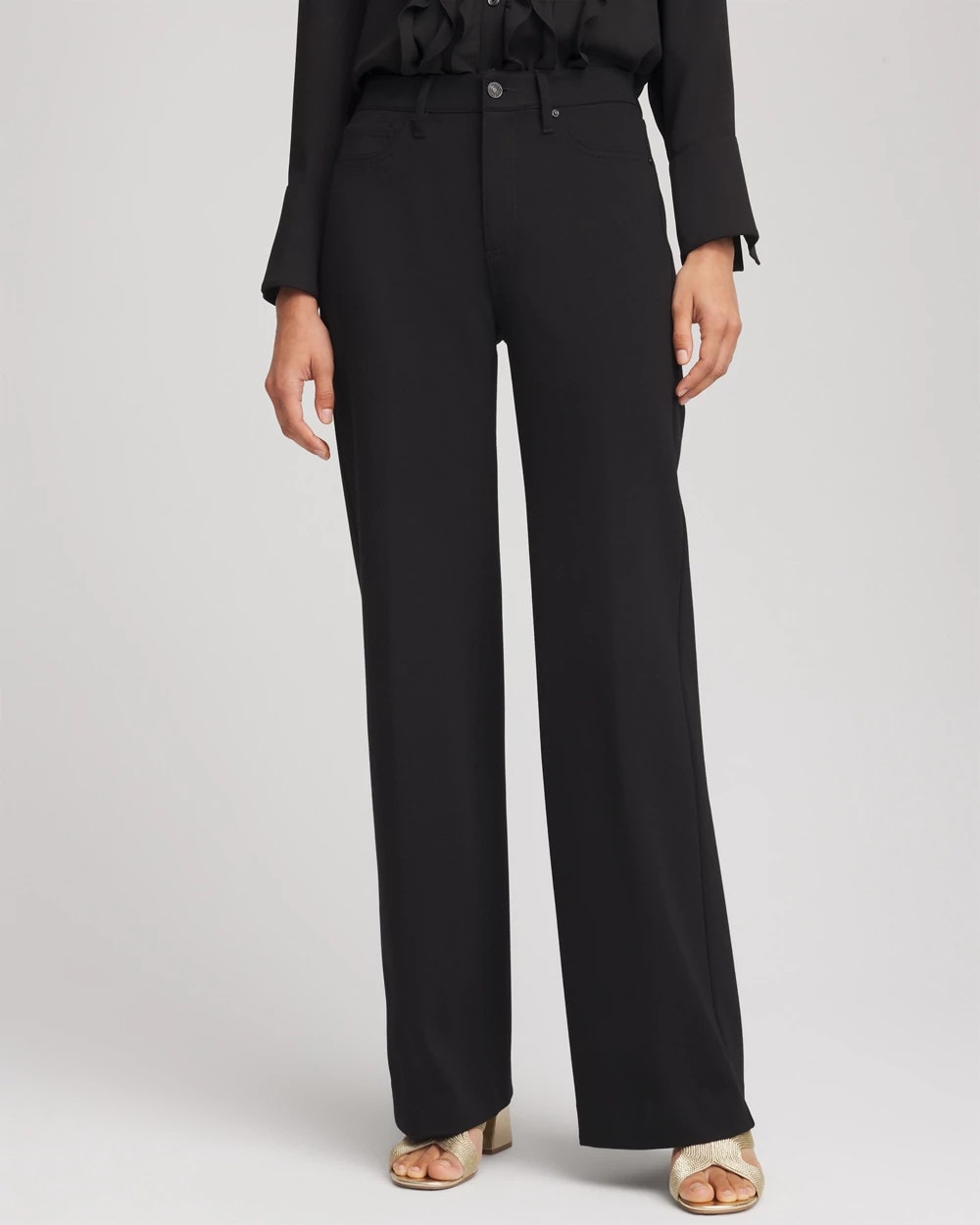 Chico's | Five-Pocket Wide-Leg Ponte Pants/ Black