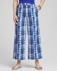 Chico's | Tie-Dye Linen Cropped Pants/ Blue
