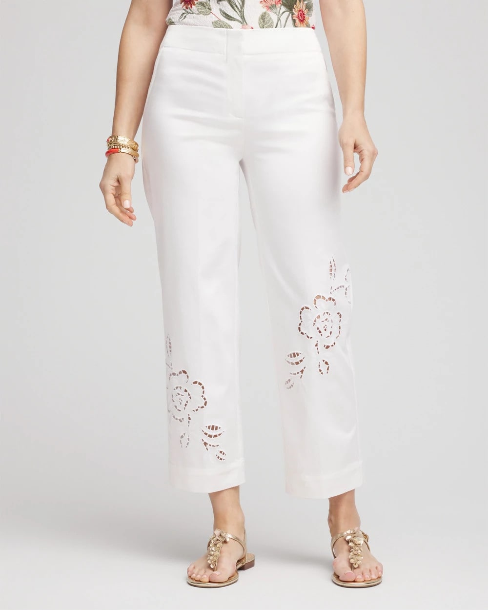 Chico's | Sateen Cutout Cropped Pants/ Alabaster