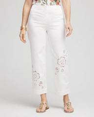 Chico's | Sateen Cutout Cropped Pants/ Alabaster