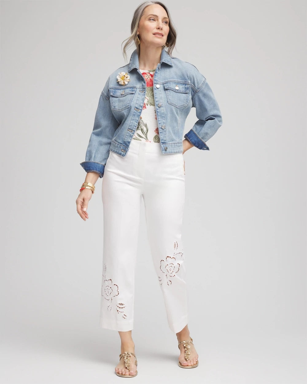 Chico's | Sateen Cutout Cropped Pants/ Alabaster