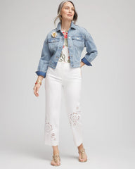 Chico's | Sateen Cutout Cropped Pants/ Alabaster