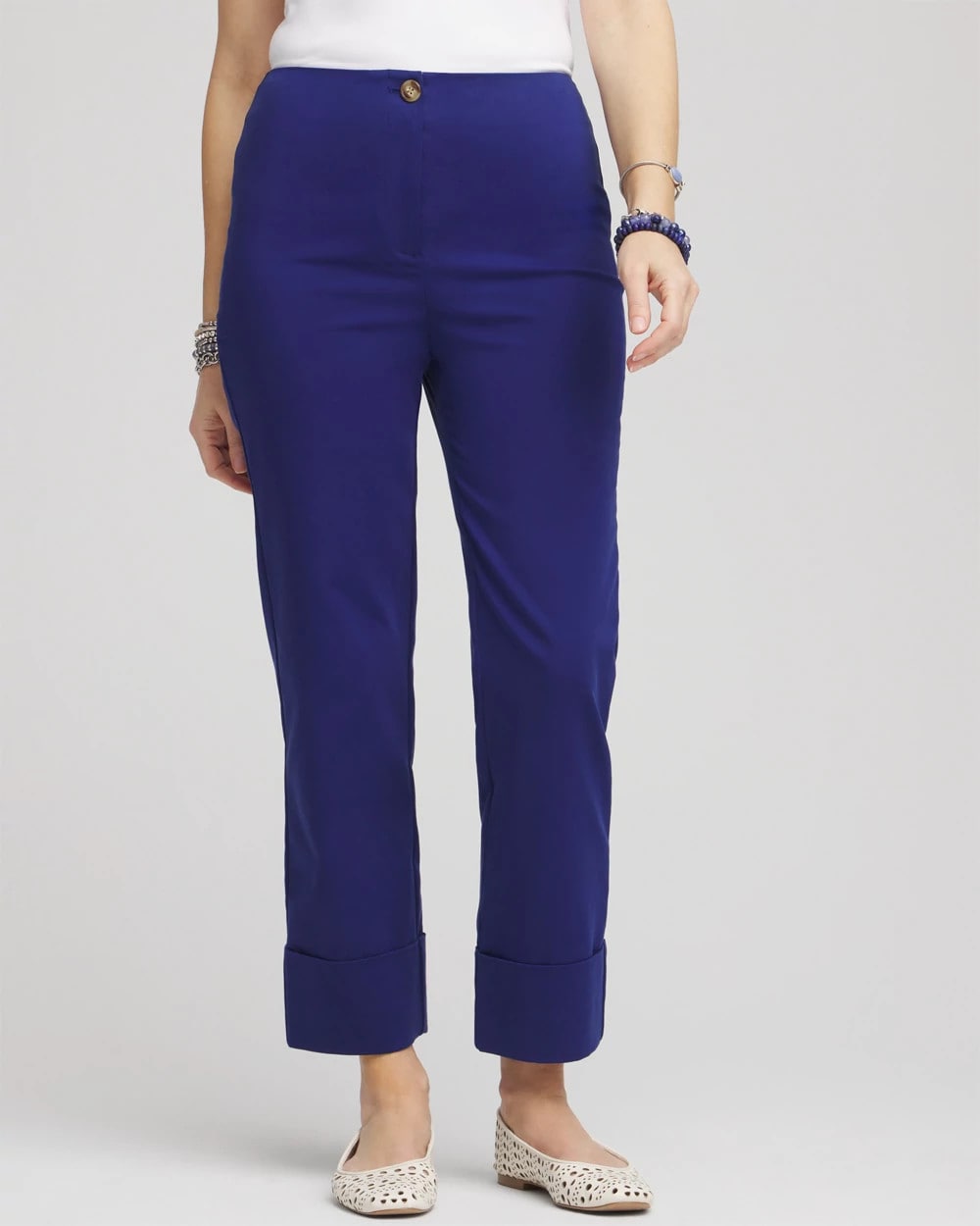 Chico's | Stretch Sateen Cropped Pants/ Blue Casa