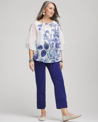 Chico's | Stretch Sateen Cropped Pants/ Blue Casa