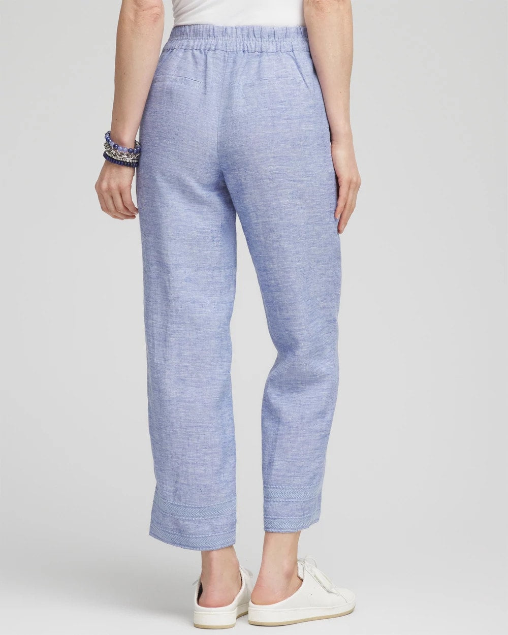 Chico's | Linen Pull On Waist Cropped Pants/ Blue