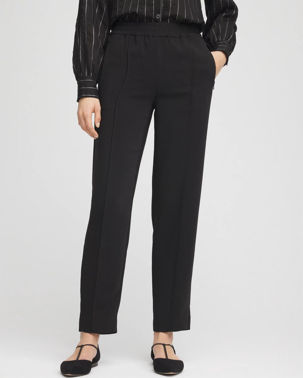 Chico's | Crepe Side-Zip Tapered Ankle Pants/ Black