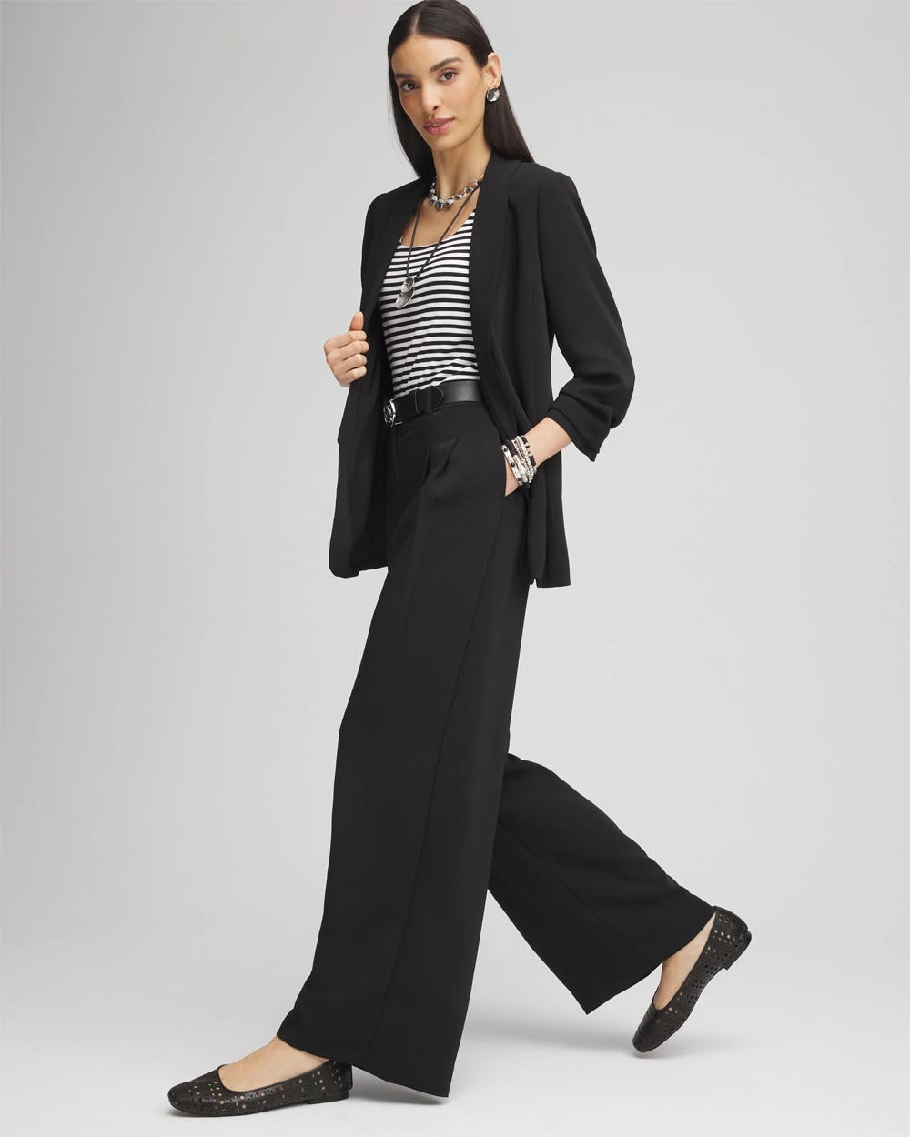 Chico's | Crepe Pleated Relaxed Pants/ Black