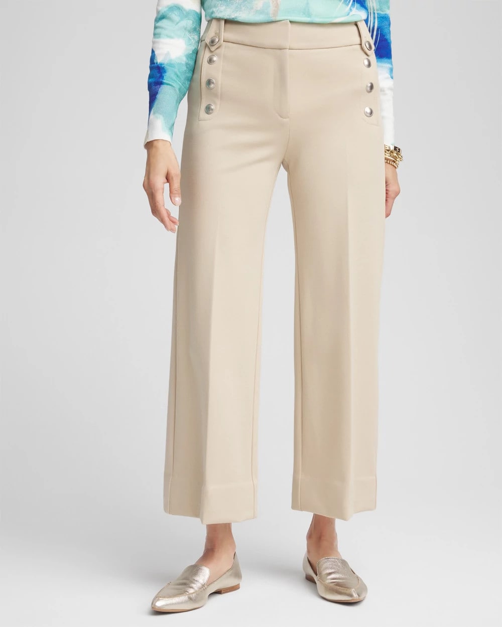 Chico's | Button Knit Twill Cropped Pants/ Wild Truffle