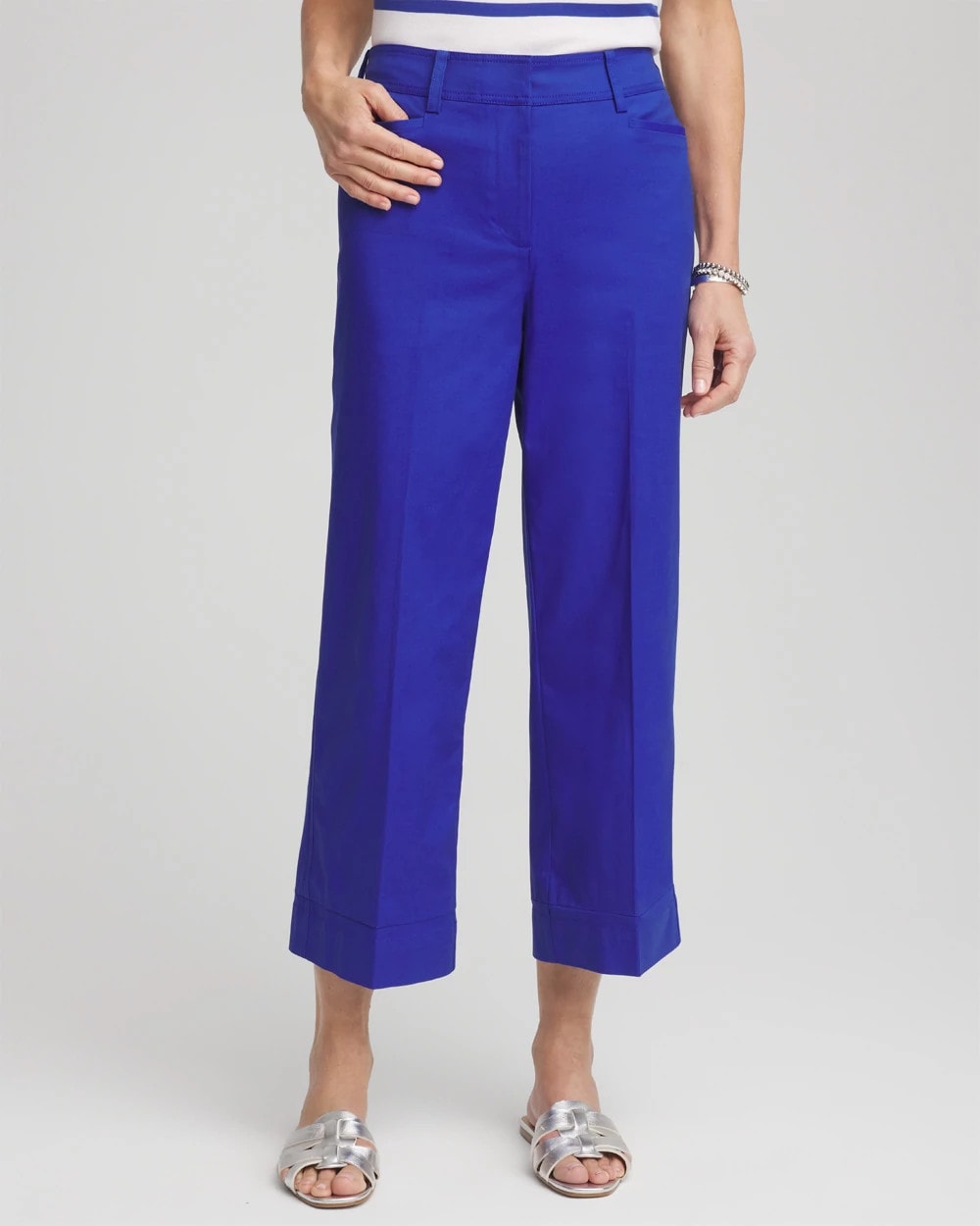 Chico's | Lightweight Relaxed Straight Cropped Pants/ Rich Cobalt
