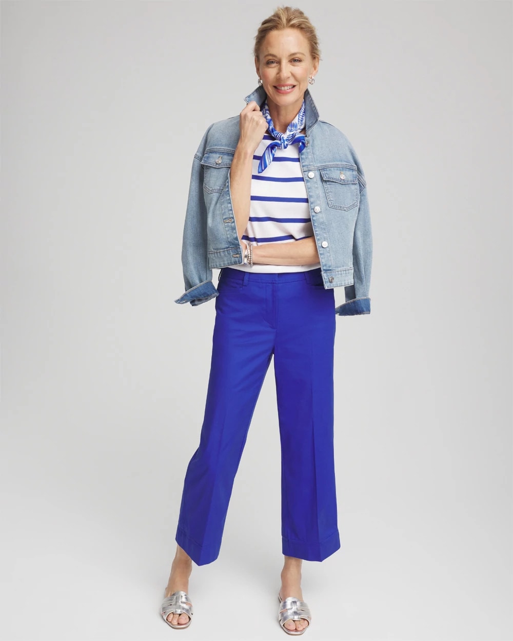 Chico's | Lightweight Relaxed Straight Cropped Pants/ Rich Cobalt